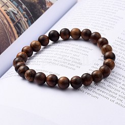 Unisex Natural Wood Beaded Stretch Bracelets&nbsp;X-BJEW-JB05463-03