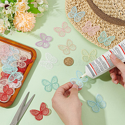 48Pcs 8 Colors Butterfly Shape Cloth Embroidery Applqiues&nbsp;PATC-FG0002-16