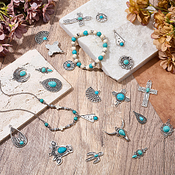 30Pcs 15 Styles Imitation Turquoise Resin Pendants&nbsp;RESI-BM0001-05