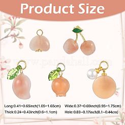 1Pc Natural Agate Pomegranate/Fu Melon Charms with Leaf&nbsp;G-YW0002-67