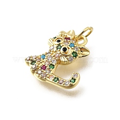 Brass Micro Pave Cubic Zirconia Pendants&nbsp;KK-Q066-34G