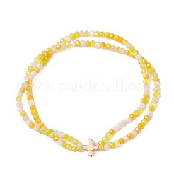 3Pcs Multi-strand Glass Beads Stretch Bracelets&nbsp;BJEW-JB12623