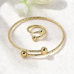 201 Stainless Steel Cuff Bangles & Cuff Rings Sets&nbsp;SJEW-Z004-01G-01
