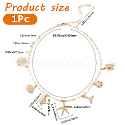 Summer Beach Theme Brass Paperclip chain Necklaces for Women&nbsp;NJEW-WH20004-11G