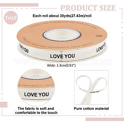 30 Yards Cotton Love You Word Printed Ribbon&nbsp;OCOR-WH0086-87B
