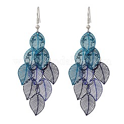 430 Stainless Steel Leaf Dangle Earrings&nbsp;EJEW-A137-08P-04