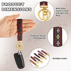 7Pcs Vintage Polyester Ribbon Keychain&nbsp;KEYC-TAC00047