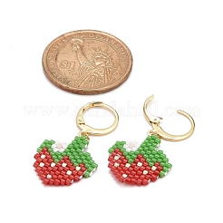 5 Pairs 5 Styles Handmade Japanese Seed Braided Fruit Dangle Leverback Earrings & Stud Earrings&nbsp;EJEW-MZ00022