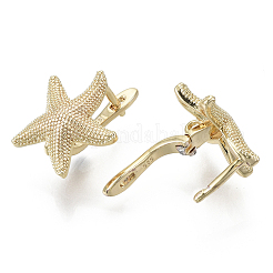 Brass Hoop Earring Findings with Latch Back Closure&nbsp;X-KK-S348-508-NF