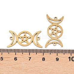 201 Stainless Steel Hollow Triple Moon Links Connector Charms&nbsp;STAS-I364-10G