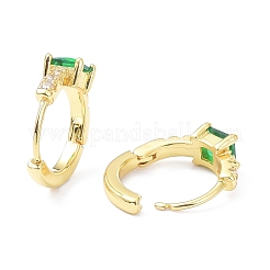 Brass Inlaid Cubic Zirconia Hoop Earrings&nbsp;ZIRC-P090-16G-A