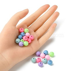 Round Spray Painted Fluorescent Acrylic Beads&nbsp;MACR-YW0002-71