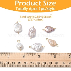 6Pcs Baroque Natural Keshi Pearl Connector Charms&nbsp;HJEW-YW00290