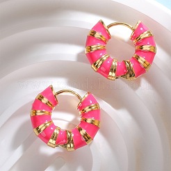 Enamel Striped Thick Hoop Earrings&nbsp;JE1110E