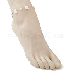 Summer Beach Natural White Shell Link Chain Anklets&nbsp;AJEW-AN00771-03