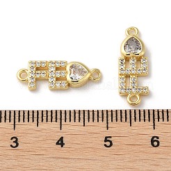 Rack Plating Brass Pave Clear Cubic Zirconia Connector Charms&nbsp;KK-K332-38G
