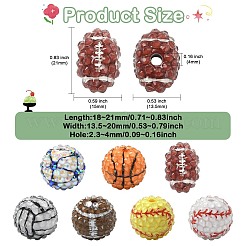 35Pcs 7 Styles Sport Opaque Acrylic Beads&nbsp;MACR-CJ0002-38