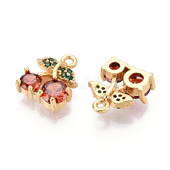 Brass Micro Pave Clear Cubic Zirconia Pendants&nbsp;KK-T078-04G-01