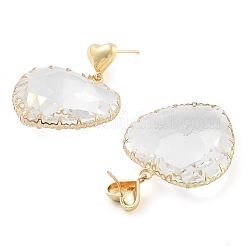 Glass Heart Dangle Stud Earrings&nbsp;EJEW-Q800-17A-KCG