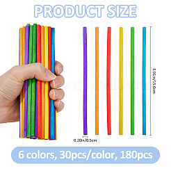 180Pcs 6 Colors Wood Craft Sticks&nbsp;WOOD-FH0002-51