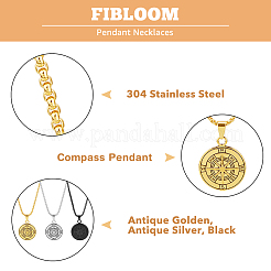 3Pcs 3 Color 304 Stainless Steel Compass Pendant Necklaces Set&nbsp;NJEW-FI0001-51