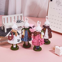Resin Standing Rabbit Statue Bunny Sculpture Tabletop Rabbit Figurine for Lawn Garden Table Home Decoration ( White )&nbsp;JX082A