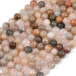 Natural Lodolite Quartz Beads Strands&nbsp;G-Z133-A02-8mm-01