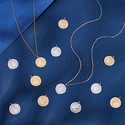 12Pcs 2 Colors 304 Stainless Steel Coin Pendants&nbsp;STAS-UN0064-48