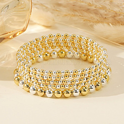 Brass Round Beaded Stretch Bracelet Sets&nbsp;ZD8778