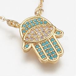 Brass Micro Pave Cubic Zirconia Pendant Necklaces&nbsp;NJEW-J051-13G