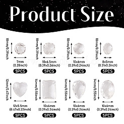 40Pcs 8 Styles Transparent Glass Rhinestone Cabochons&nbsp;RGLA-TA0001-08