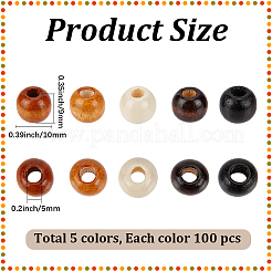 500Pcs 5 Colors Maple Wood Beads&nbsp;WOOD-GF0002-47