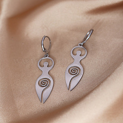 Spiral Goddess 201 Stainless Steel Hoop Earrings&nbsp;FS-WG62312-01