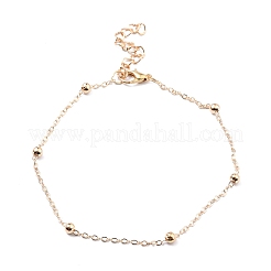 4Pcs 4 Style Boho Alloy Chain Anklets Set with Resin Pearl Beaded and Flat Round Charm&nbsp;SJEW-D009-03KCG