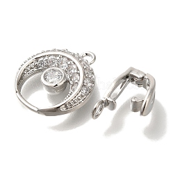 Brass Micro Pave Clear Cubic Zirconia Fold Over Clasps&nbsp;KK-K389-127P