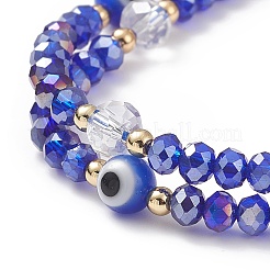 Lampwork Evil Eye & Glass Braided Bead Bracelet&nbsp;BJEW-TA00183-01