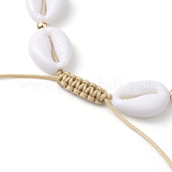 Adjustable Acrylic Shell Shape Braided Bead Anklets&nbsp;AJEW-AN00571
