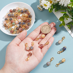 Copper Wired Wrapped Natural Gemstone Round Pendant Decorations&nbsp;HJEW-AB00711