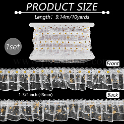 10 Yards Double Layer Polyester Pleated Lace Trim&nbsp;DIY-FG0006-46