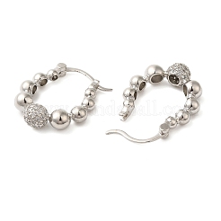 Brass Micro Pave Clear Cubic Zirconia Hoop Earrings&nbsp;LS-EJEW-G399-02P