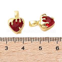 Brass Pave FireBrick Cubic Zirconia Charms&nbsp;CU-CBA2554-05G