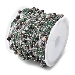 Handmade Natural Indian Agate & Synthetic Howlite & 316 Stainless Steel Round Link Chains&nbsp;CHS-L033-07P-02