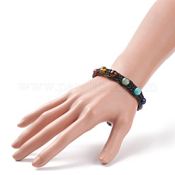 Round Natural & Synthetic Mixed Gemstone Braided Bead Bracelet&nbsp;BJEW-TA00131