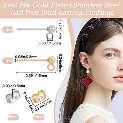 100Pcs 2 Style 304 Stainless Steel Ball Post Stud Earring Findings&nbsp;STAS-BBC0004-74