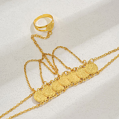 Copper Middle Eastern Brass Coin Chains Bracelet with Tassel Pendant&nbsp;SV3289