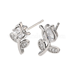Brass Micro Pave Cubic Zirconia Stud Earrings&nbsp;KK-CBA8324-19P-01