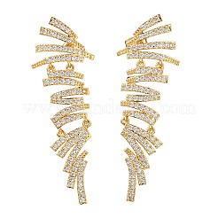 Multi-Layer Brass Micro Pave Clear Cubic Zirconia Dangle Stud Earrings for Women&nbsp;EJEW-F418-24G