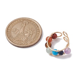 Chakra Theme Natural & Synthetic Mixed Gemstone Cuff Earrings&nbsp;EJEW-JE05698-02