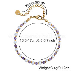Natural Amethyst & Imitation Pearl Beaded Bracelets for Women&nbsp;UB9347