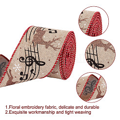 1 Roll Printed Polyester Imitation Burlap Ribbons&nbsp;OCOR-GO0001-08